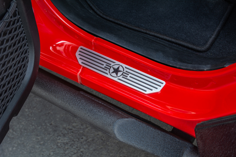 Jeep Wrangler JL Sill Plates - Front - DV8 Offroad - Since 1942 Logo - Black - `18-`27